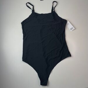 Honeydew Intimates Skinz Bodysuit Black Thong Adjustable Straps Large 54596